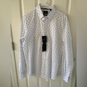 NWT | Ben Sherman White Shirt with Blue Floral Print | Size L
